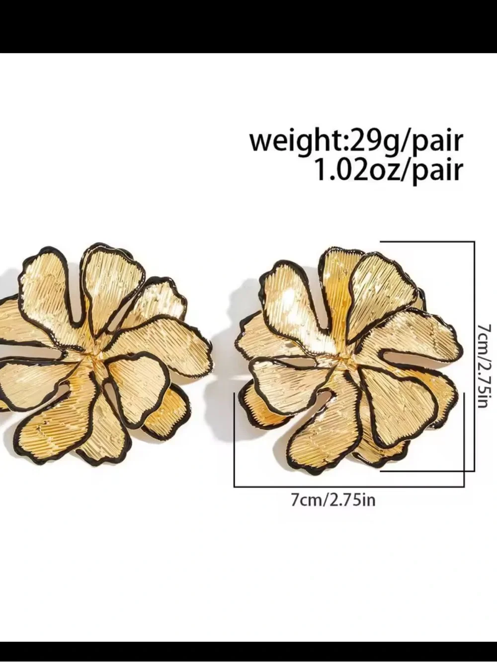Gold Floral Outline Earrings
